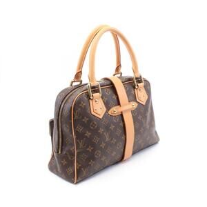 Louis Vuitton Canvas Monogram Brown Manhattan Leather Handbag
